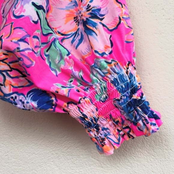 Lilly Pulitzer Pink Floral Off-Shoulder Blouse - Picture 3 of 4